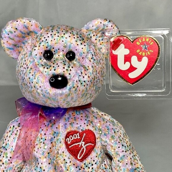 Ty Beanie Baby 2001 Signature Bear Retired P.E. Pellets MWMT 9th Gen Hang Tag - Picture 2 of 13